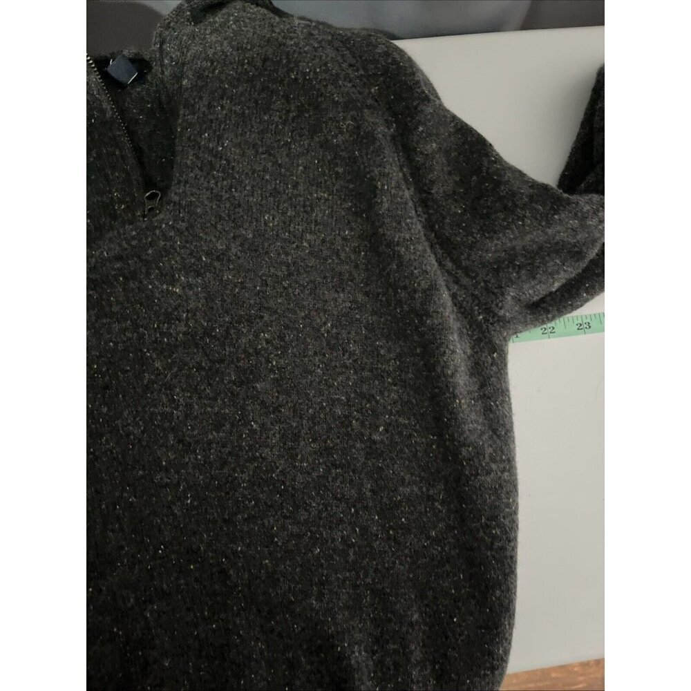 J. Crew Lambswool Donegal Quarter Zip Sweater Mens L Gray Raglan Knit Heritage - Picture 4 of 7